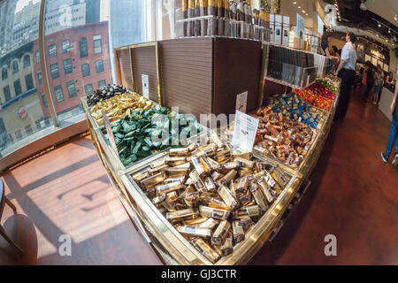 Italian candies at the grand opening of Eataly Downtown in Lower Manhattan in New York on Thursday, August 11, 2016. Located in 4 World Trade Center the emporium of all foods Italian is the second food hall by Eataly in New York. The theme of the Lower Manhattan hall is bread with international breads being featured as well as Italian. (© Richard B. Levine) Stock Photo