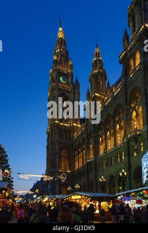 Wien, Vienna: Christmas market ' Christkindlmarkt ' , city hall, Austria, Wien, 01. Stock Photo