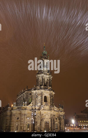 Dresden: Cathedral ( Hofkirche ) in snowfall, Germany, Sachsen, Saxony, Stock Photo