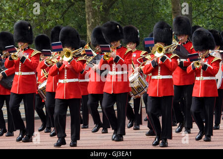 band from the Household Division plays military marches during Trooping The Colour Stock Photo