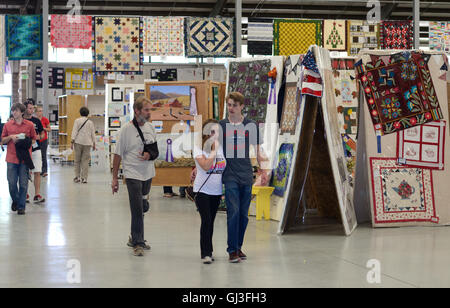 Fairgoers at the Boulder County Fair Exhibit Building. finished projects Stock Photo