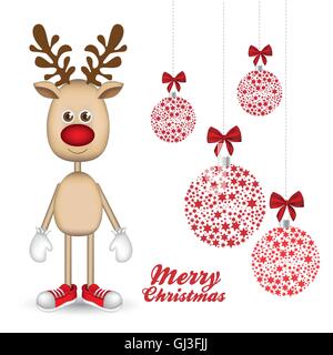 Illustration of cartoon Christmas Reindeer Rudolph the reindeer Stock Vector