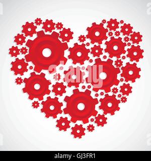 Illustration of a heart made with gears vector illustration Stock Vector