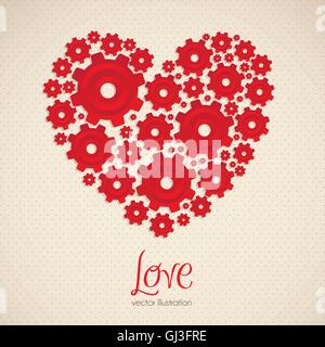 Illustration of a heart made with gears vector illustration Stock Vector