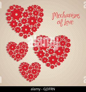 Illustration of a hears made with gears vector illustration Stock Vector