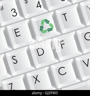 illustration of computer keyboard with recycle icon vector illus Stock Vector