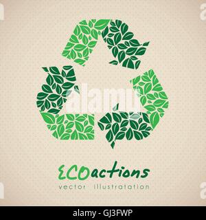 illustration of ecological icon on dottes background vector illu Stock Vector