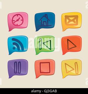 illustration of sketches of icons in different colors vector ill Stock Vector