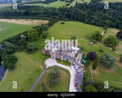 Arial view of Hampton Court Castle Estate, Herefordshire, England Stock Photo
