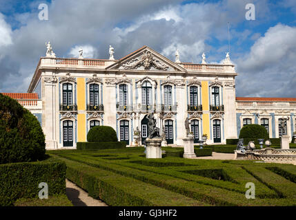 The National Palace of Queluz seen from the gardens, in Queluz, Portugal Stock Photo