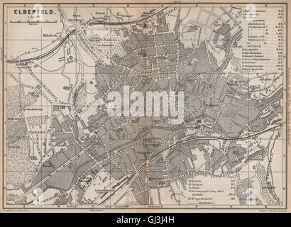 ELBERFELD / WUPPERTAL antique town city stadtplan. Germany karte, 1903 ...