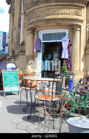 An eclectic mix of items for sale outside Heeley Bank Antiques Centre in the Antiques Quarter, Sheffield,Yorkshire, England UK Stock Photo