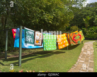 dh West Indies batiks ST KITTS CARIBBEAN Traditional Clothe art batik fabric dyeing clothes drying cloth pattern Stock Photo