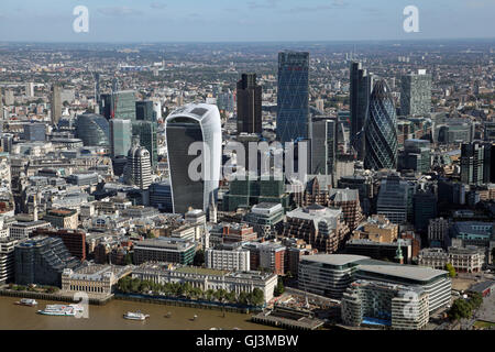 aerial view of the City of London square mile financial quarter including The Gherkin & Walkie Talkie building Stock Photo