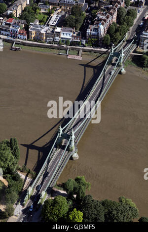 aerial view of Hammersmith Bridge over the River Thames, London, UK Stock Photo