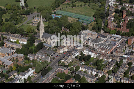 aerial view of Stoke Newington, North London. Including St Marys Church, Town Hall & Clissold Park Stock Photo