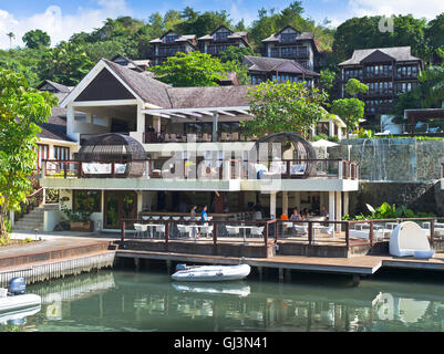 dh Marigot Harbour ST LUCIA CARIBBEAN Capella Hotel Caribbean luxury accomodation restaurant holiday Stock Photo