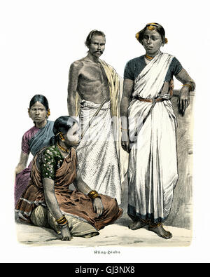 Costumes of East India, 19th Century. Keling, Hindus. Keling is a word used to describe people originating from the Indian subco Stock Photo