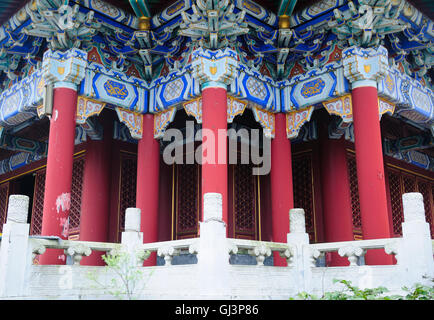 The unique Chinese architecture of Tianmen shan temple on top of Tianmen mountain in Zhangjiajie city hunan province China. Stock Photo