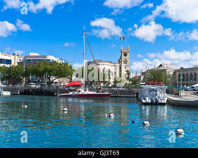 dh Bridgetown BARBADOS CARIBBEAN Careenage anchorage yacht boats harbour Parliament building Stock Photo
