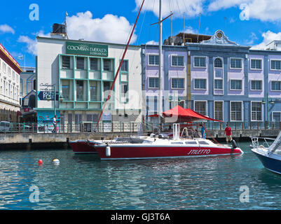 dh Bridgetown BARBADOS CARIBBEAN Careenage anchorage catamaran yacht boat sailing harbour Stock Photo