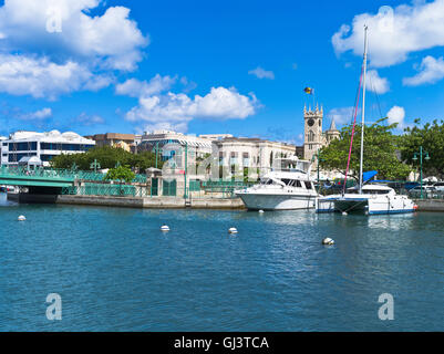 dh Bridgetown BARBADOS CARIBBEAN Careenage anchorage yacht boats harbour Parliament building Stock Photo