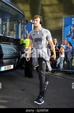 Nottingham Forest's Alex Iacovitti arrives at the stadium prior to the Sky Bet Championship match at the AMEX Stadium, Brighton. Stock Photo