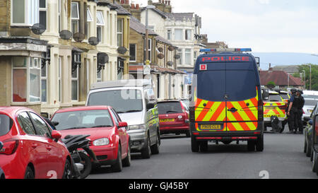 Sefton Rd / Cavendish Road, Morecambe, Lancashire, United Kingdom, 12th August 2016  Sefton Road and Cavendish Road in Morecambe have been closed whilst Fire Arms Officers and Search teams are conducting a search of a property in Morecambe Credit:  David Billinge/Alamy Live News Stock Photo