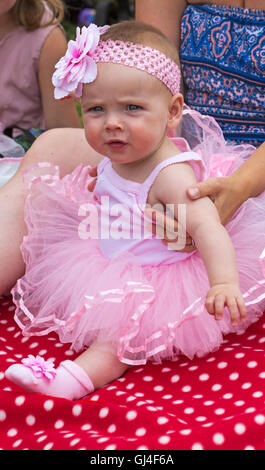 Burley, Hampshire, UK. 13th Aug, 2016. Young baby dressed as fairy at the New Forest Fairy Festival, Burley, Hampshire, UK in August  Credit:  Carolyn Jenkins/Alamy Live News Stock Photo