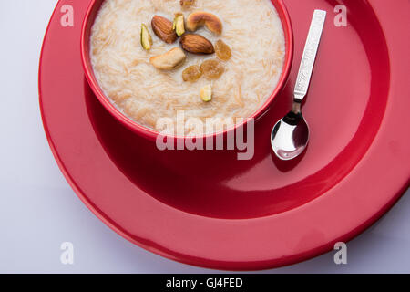 sweet Kheer or khir payasa, gil-e-firdaus, fereni also known as Sheer Khurma Seviyan, popular sweet dish Stock Photo