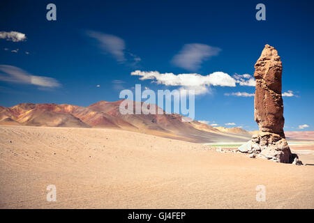 Geological monolith near Salar de Tara, Los Flamencos National Reserve Stock Photo