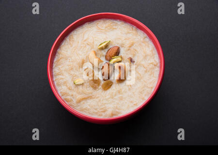 sweet Kheer or khir payasa, gil-e-firdaus, fereni also known as Sheer Khurma Seviyan, popular sweet dish Stock Photo