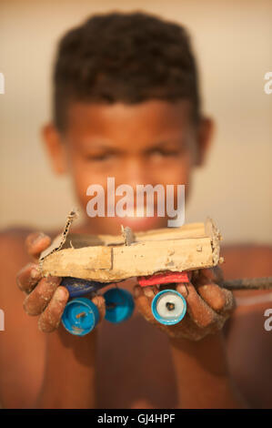 Young boy with toy Madagascar Stock Photo
