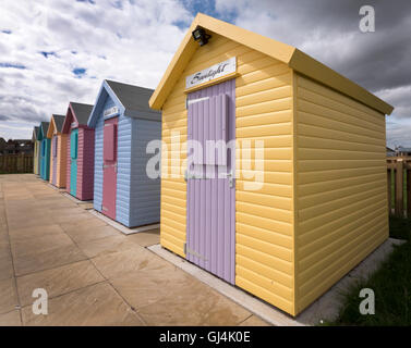 New Beach Huts at Amble, Northumberland, England, UK. Stock Photo