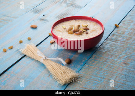 sweet Kheer or khir payasa, gil-e-firdaus, fereni also known as Sheer Khurma Seviyan, popular sweet dish Stock Photo