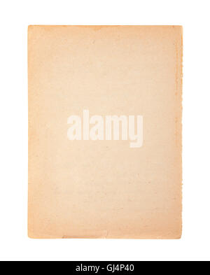 Old and dirty sheet of paper isolated on white with clipping path Stock Photo