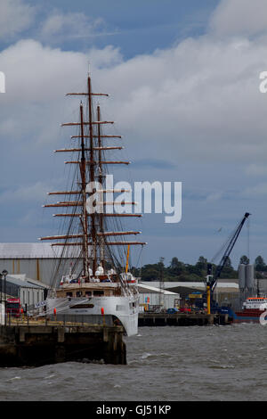 Sea Cloud II windjammer cruise ship operated by Sea Cloud Cruises GmbH of Hamburg Germany berthed at The Port of Dundee, UK Stock Photo