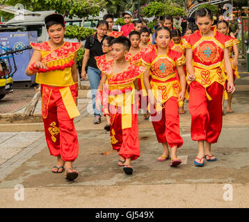 Participants  in 2016 Dragon boat race in Likas bay Kota Kinabalu Sabah,East Malaysia Borneo Stock Photo