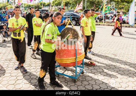 Participants  in 2016 Dragon boat race in Likas bay Kota Kinabalu Sabah,East Malaysia Borneo Stock Photo