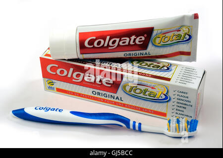 Set Of Colgate Toothpaste With Toothbrush On White Background Stock 