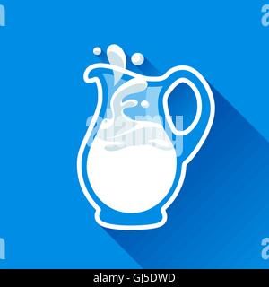 Glass milk jug with splash fresh Stock Vector