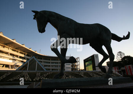 The statue of top horse 'Haiseiko' who won many of the best races in the early seventies and went on to sire many winners of Jap Stock Photo