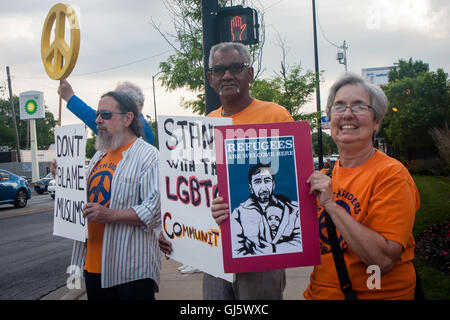 Chicago, Illinois - June 13, 2016: Southsiders For Peace held a vigil to honor the victims in Orlando, following the mass shooting at Pulse Nightclub. Stock Photo