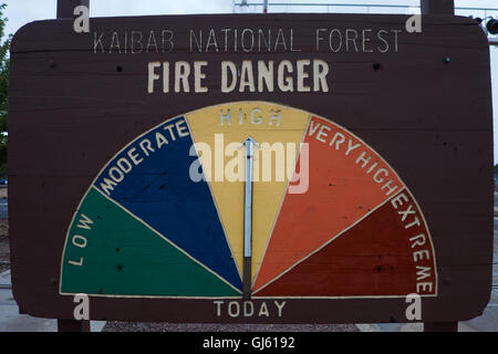 Fire danger sign set at high Arizona usa Stock Photo