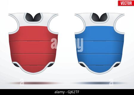 Set of Red and Blue Taekwondo body guard. Stock Vector