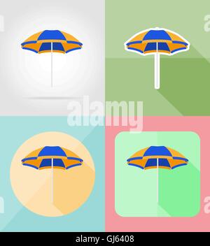 beach color umbrella flat icons vector illustration isolated on background Stock Vector