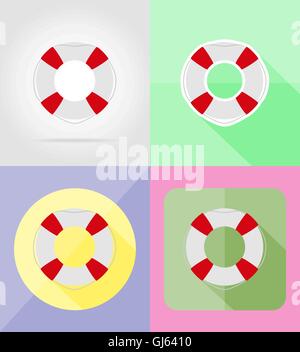 lifebuoy flat icons vector illustration isolated on background Stock Vector