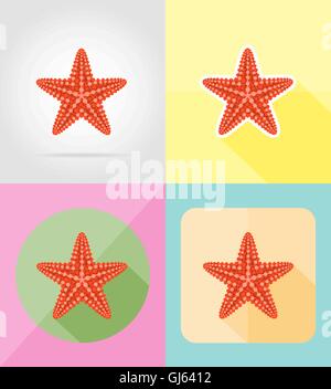 starfish flat icons vector illustration isolated on background Stock Vector