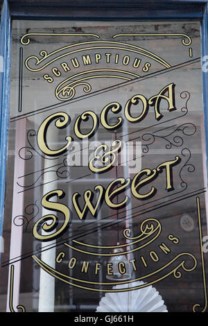 Cocoa and Sweet Shop Sign, York, England, UK Stock Photo