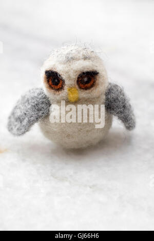 Handmade  owl decoration on a table, close up Stock Photo
